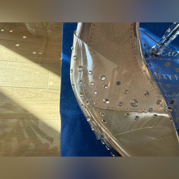 Fabulicious Transparent Open Toe High Heel Dress Sandal with Crystal Sparkles - Picture 3 of 6